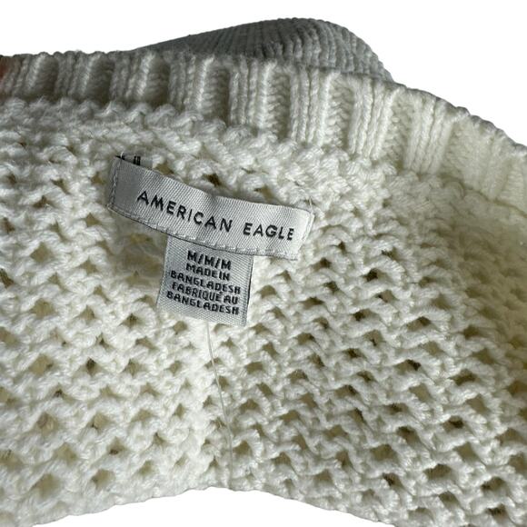 AMERICAN EAGLE OUTFITTERS AEO Cream Knit Cropped Pullover Sweater Size Medium - Picture 4 of 7